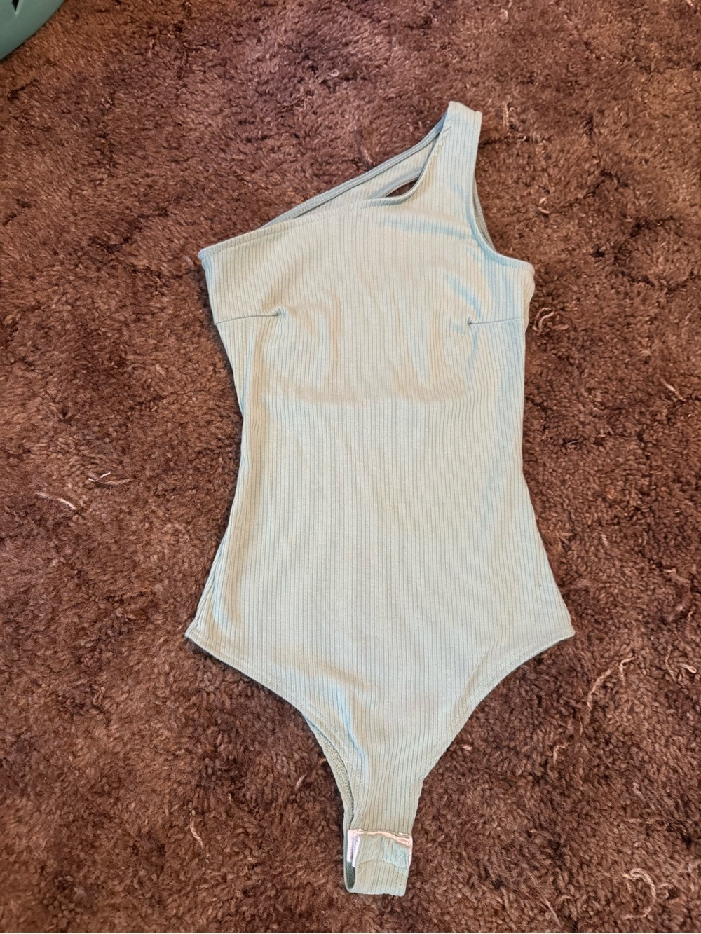 SHEIN Ribbed One-Shoulder Bodysuit - Light Mint